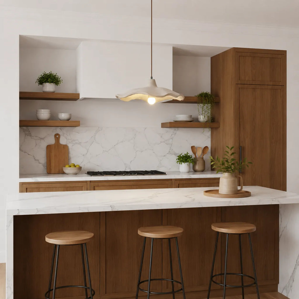 Elina Nordic Sculpted Cement Flower Pendant Light