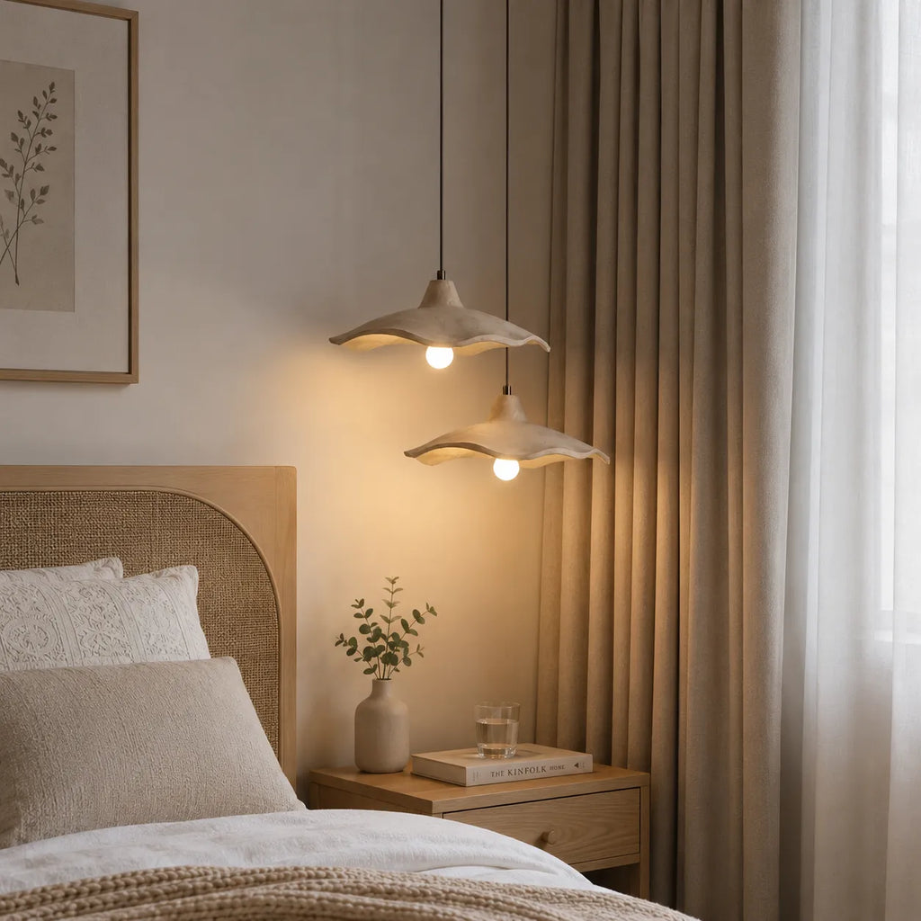 Elina Nordic Sculpted Cement Flower Pendant Light