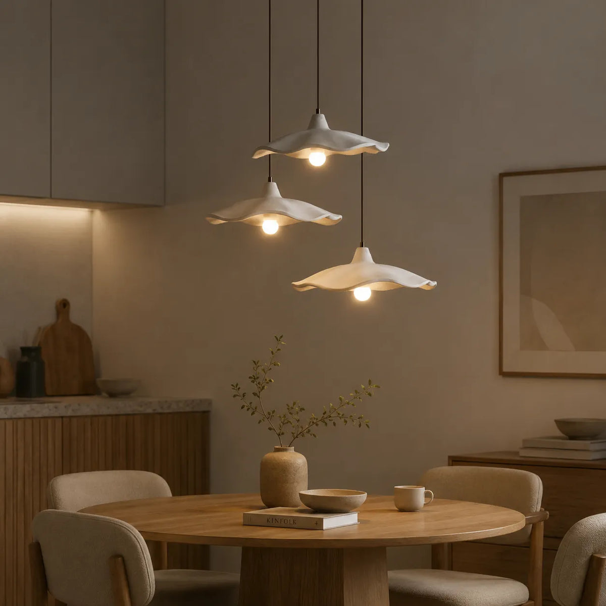 Elina Nordic Sculpted Cement Flower Pendant Light