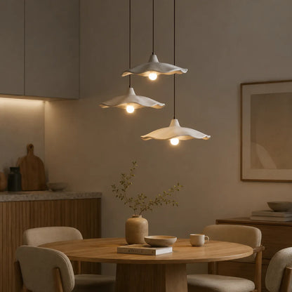 Nordic Cement Pendant Light with Organic Flower Silhouette