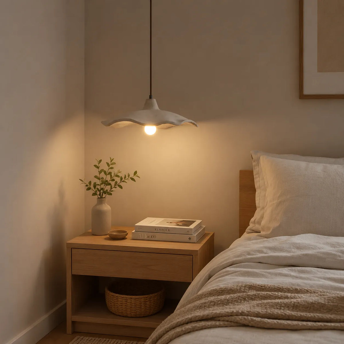 Elina Nordic Sculpted Cement Flower Pendant Light