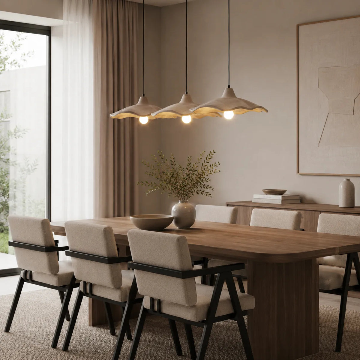 Elina Nordic Sculpted Cement Flower Pendant Light
