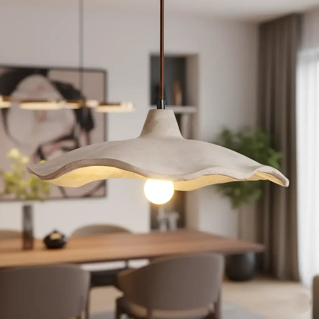 Elina Nordic Sculpted Cement Flower Pendant Light