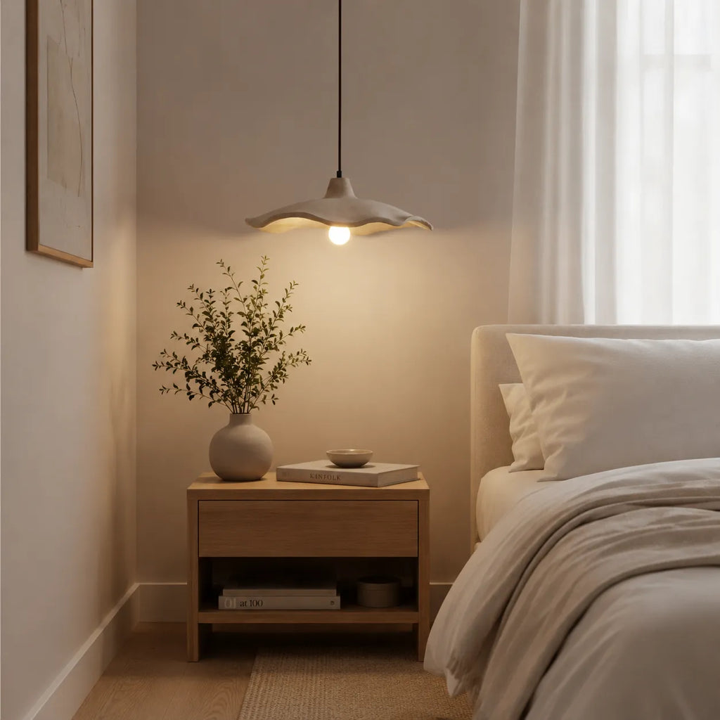 Elina Nordic Sculpted Cement Flower Pendant Light