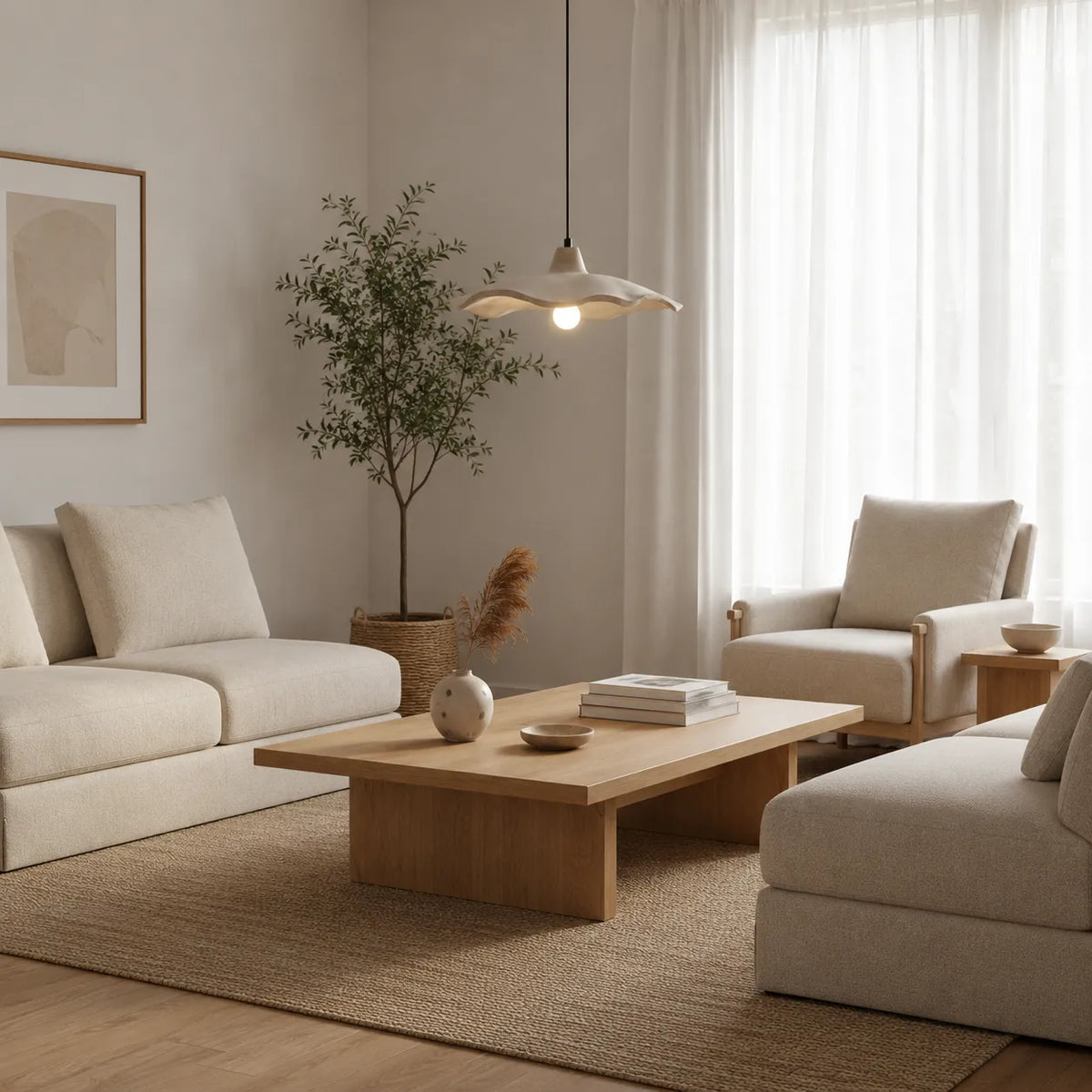 Elina Nordic Sculpted Cement Flower Pendant Light