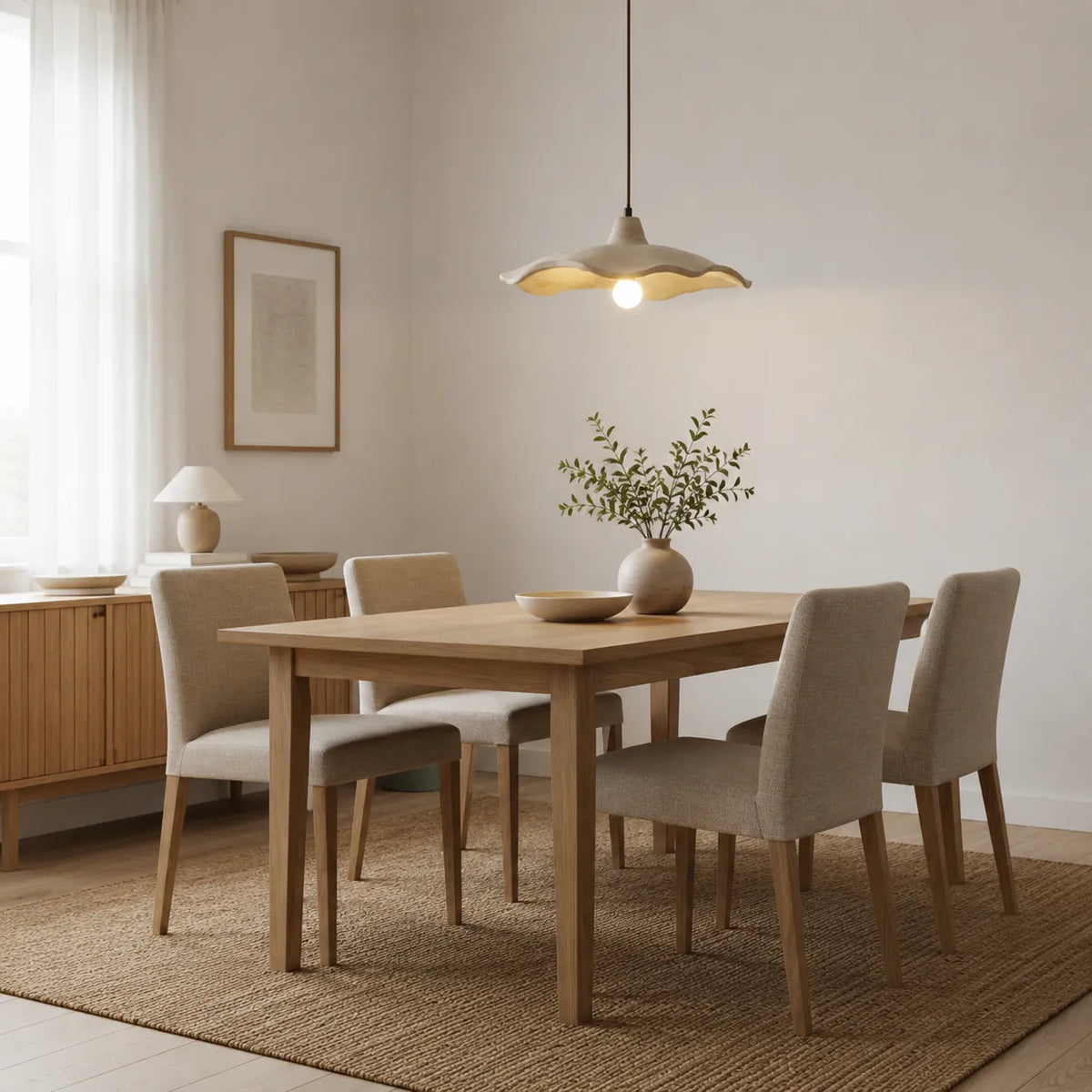 Elina Nordic Sculpted Cement Flower Pendant Light