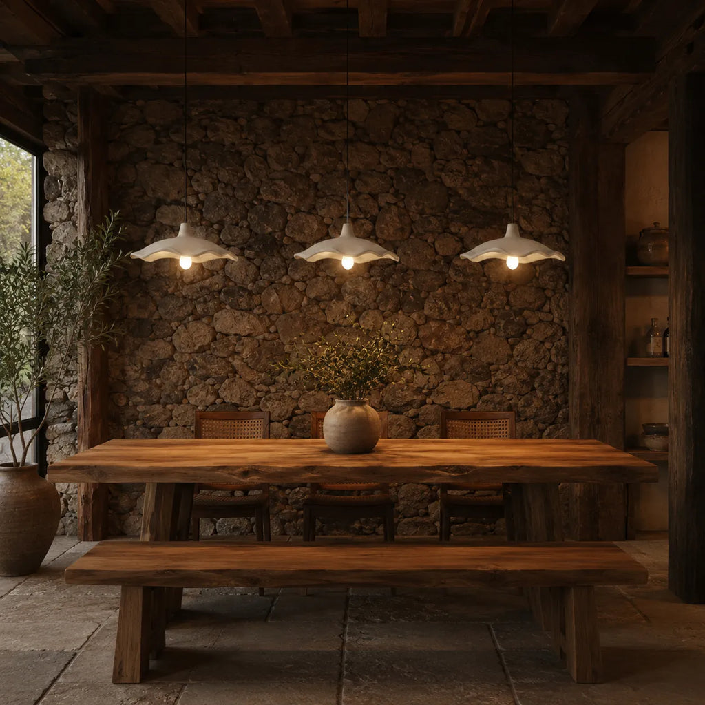 Elina Nordic Sculpted Cement Flower Pendant Light