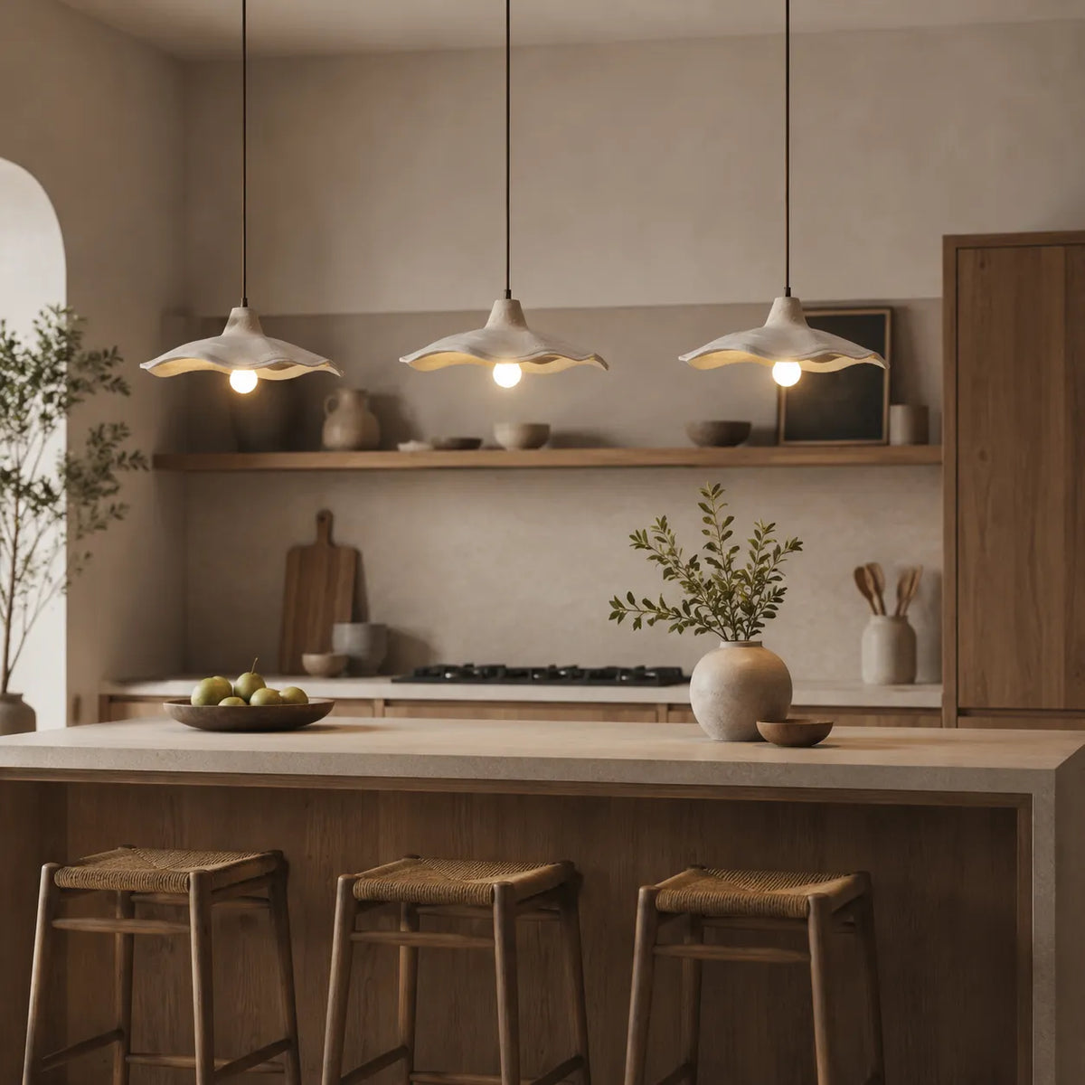 Elina Nordic Sculpted Cement Flower Pendant Light