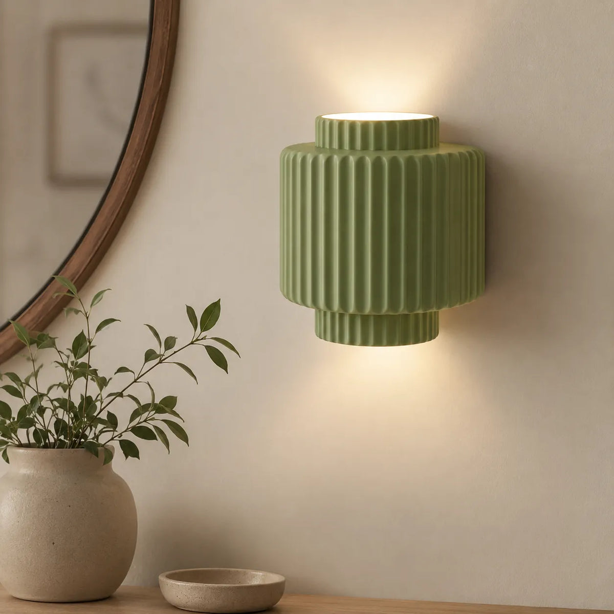 Wren Nordic Ribbed Resin Cylinder Wall Light