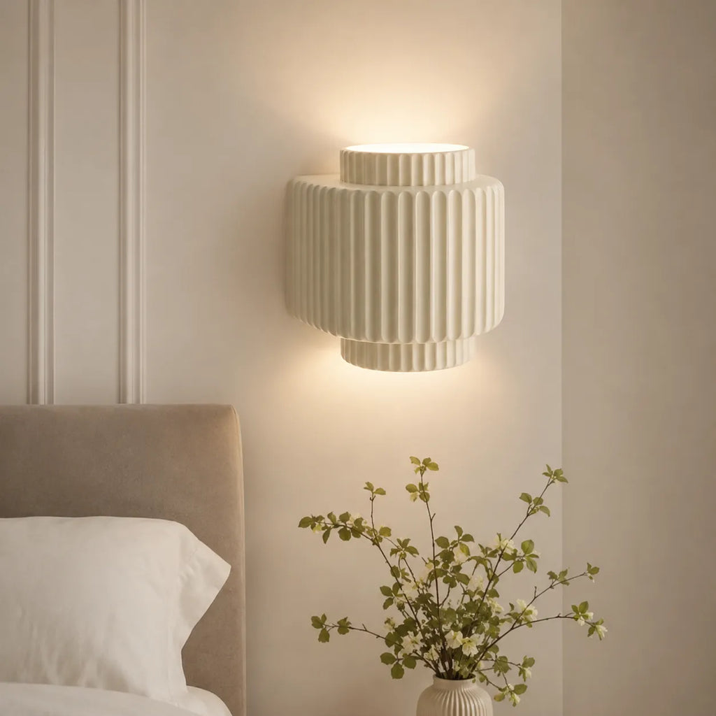 Wren Nordic Ribbed Resin Cylinder Wall Light