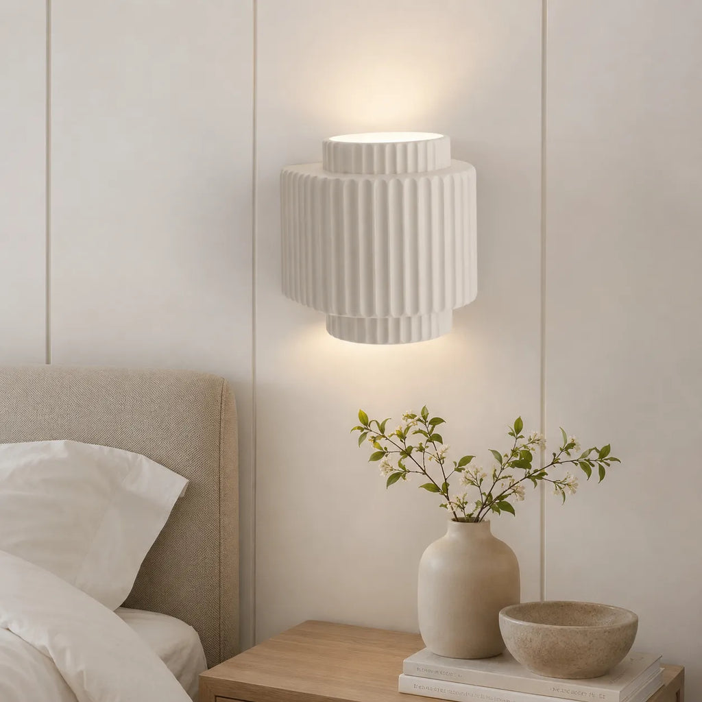 Wren Nordic Ribbed Resin Cylinder Wall Light
