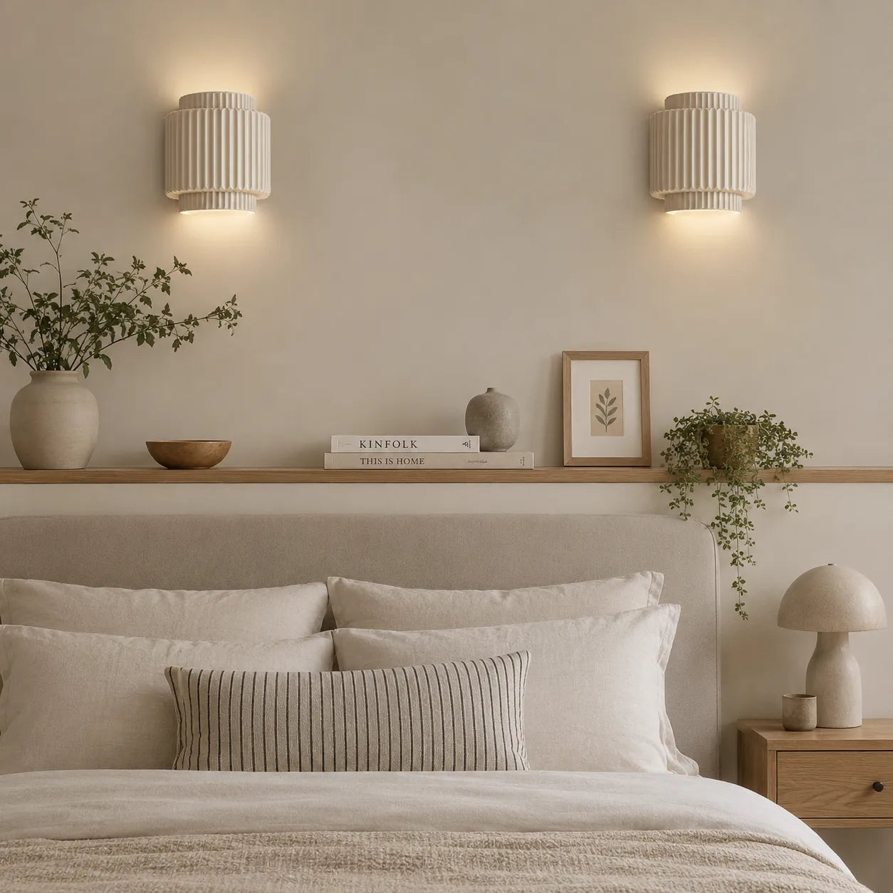 Nordic Cream Ribbed Cylinder Layer Wall Sconce