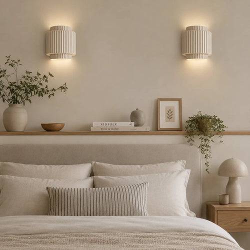 Nordic Cream Ribbed Cylinder Layer Wall Sconce
