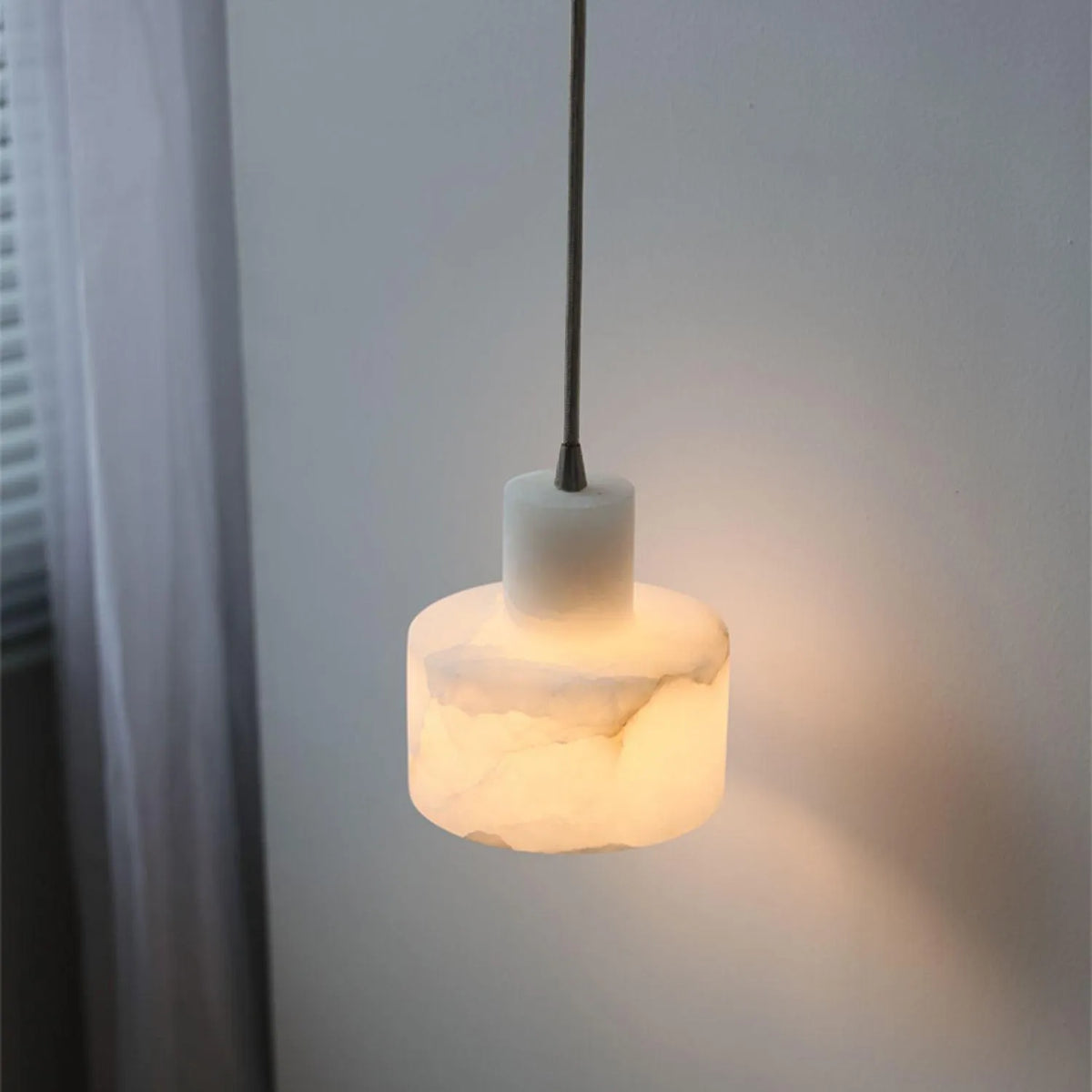 Ariine Nordic Alabaster & Copper Cylinder Pendant Light