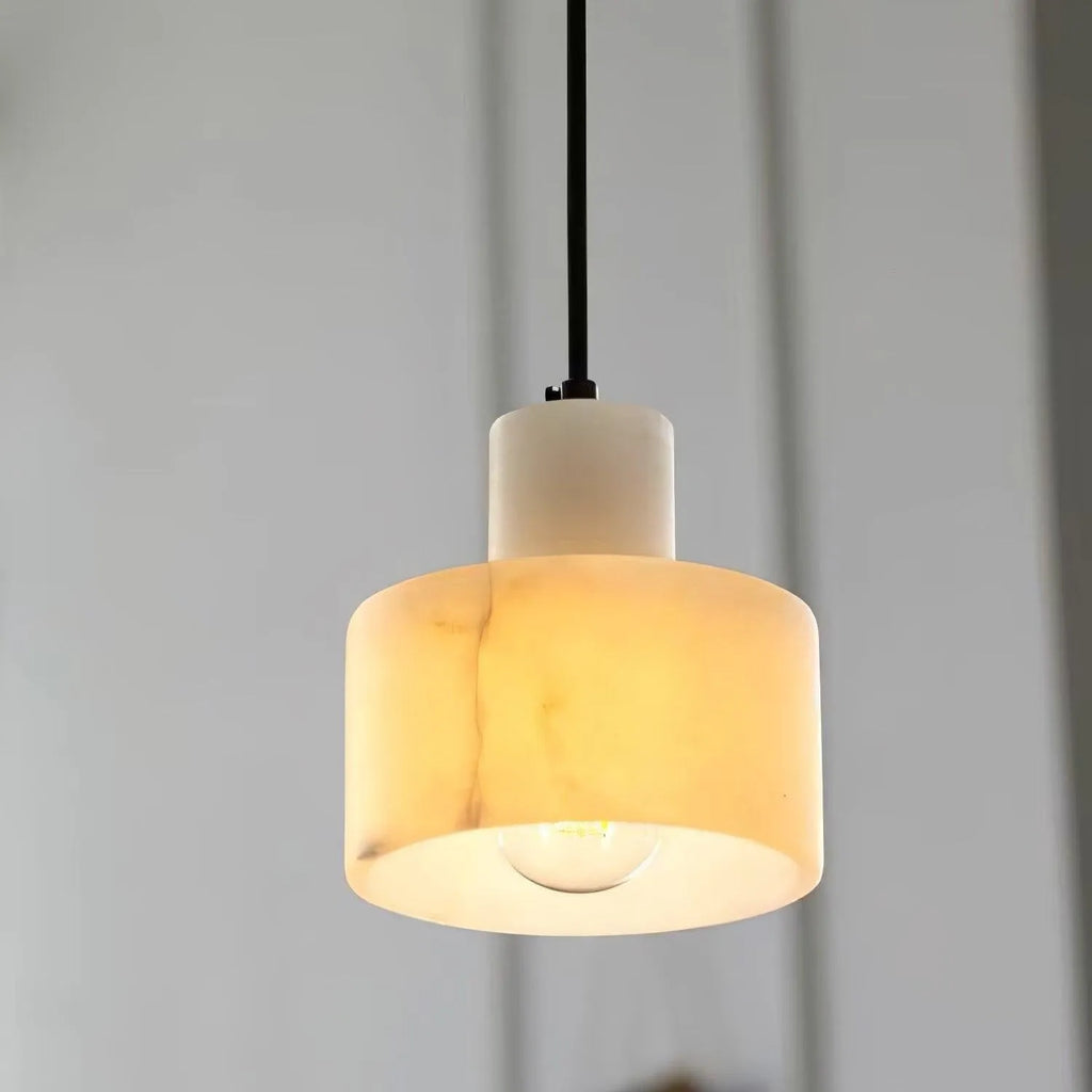 Ariine Nordic Alabaster & Copper Cylinder Pendant Light