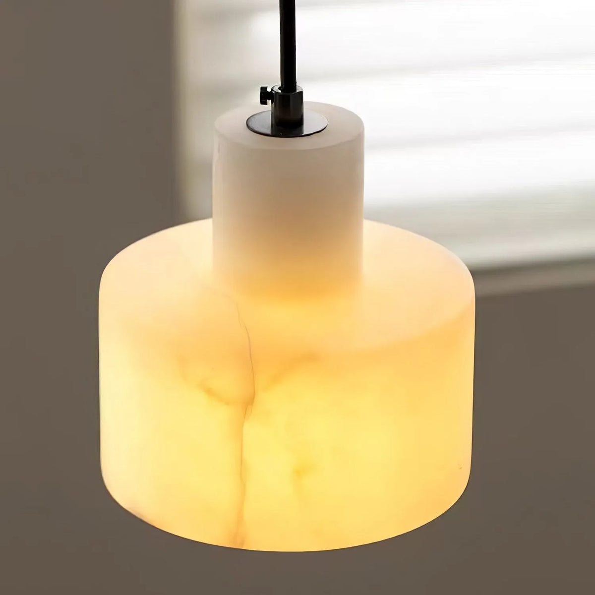 Ariine Nordic Alabaster & Copper Cylinder Pendant Light