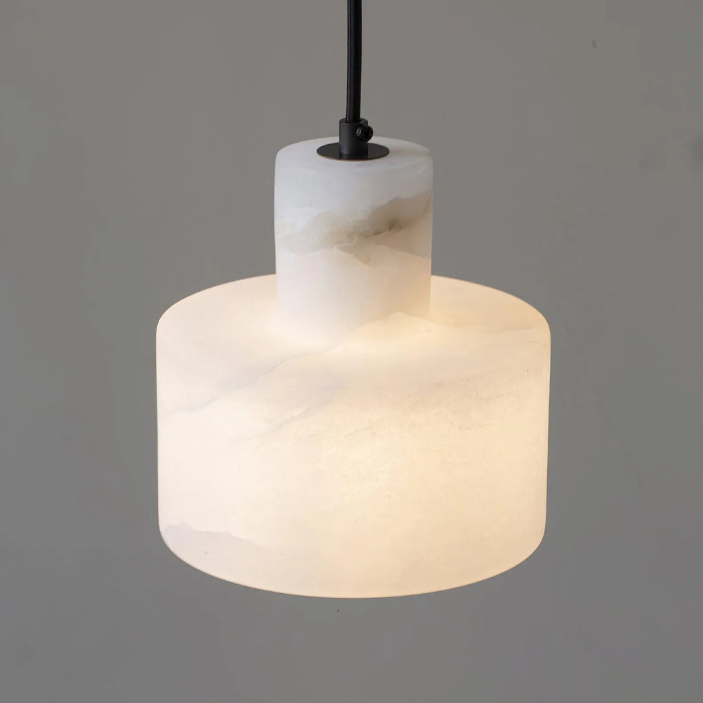 Ariine Nordic Alabaster & Copper Cylinder Pendant Light