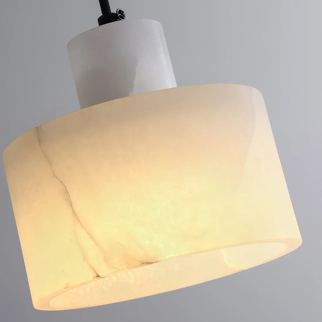 Ariine Nordic Alabaster & Copper Cylinder Pendant Light
