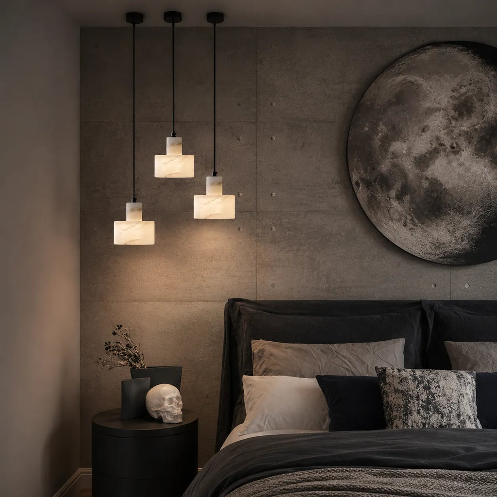 Ariine Nordic Alabaster & Copper Cylinder Pendant Light