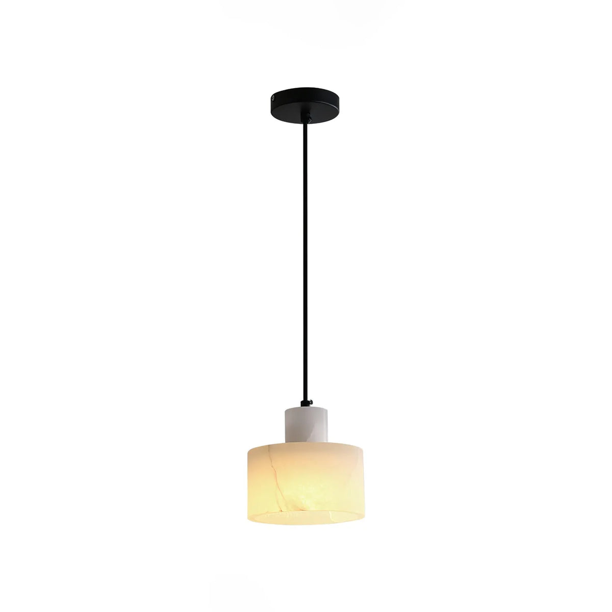 Ariine Nordic Alabaster & Copper Cylinder Pendant Light