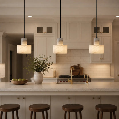 Ariine Nordic Cylindrical Alabaster Pendant Light
