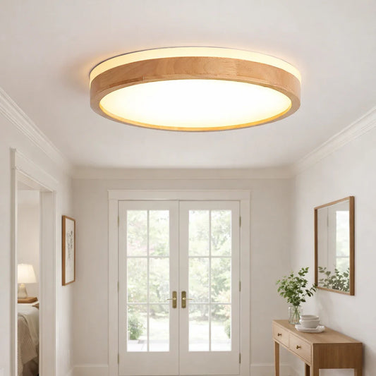 Nordic Dimmable LED Ceiling Light with Wood Accent