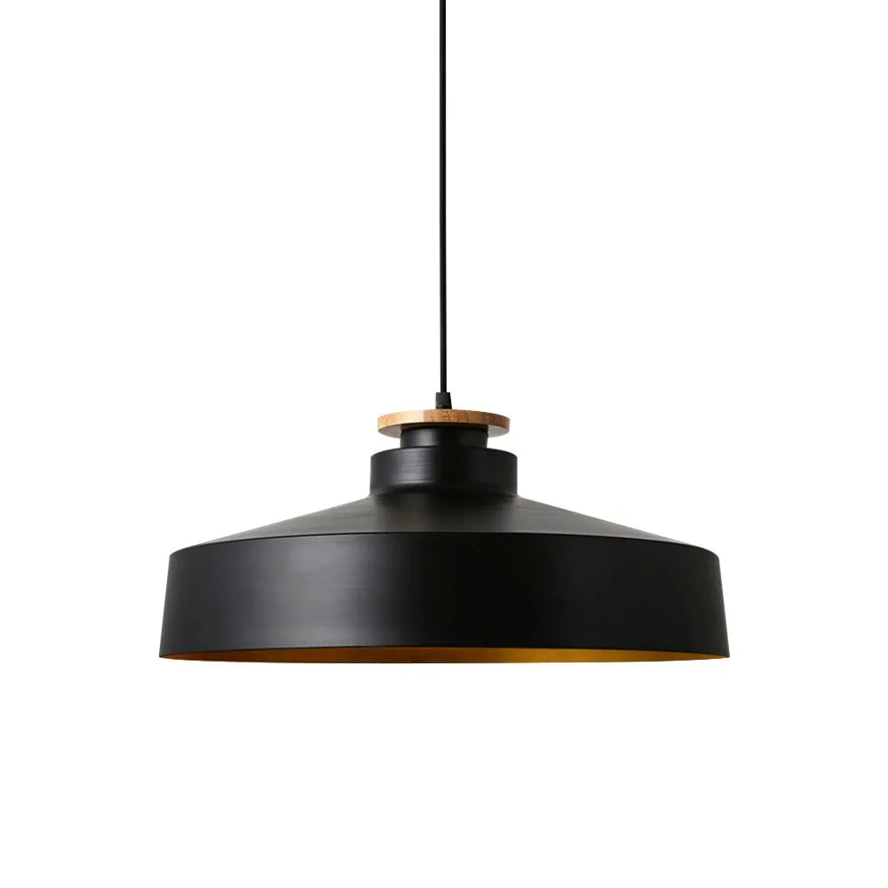 Nara Nordic Wood Accent Metal Dome Pendant Light