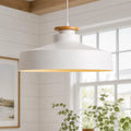 Nara Nordic Wood Accent Metal Dome Pendant Light