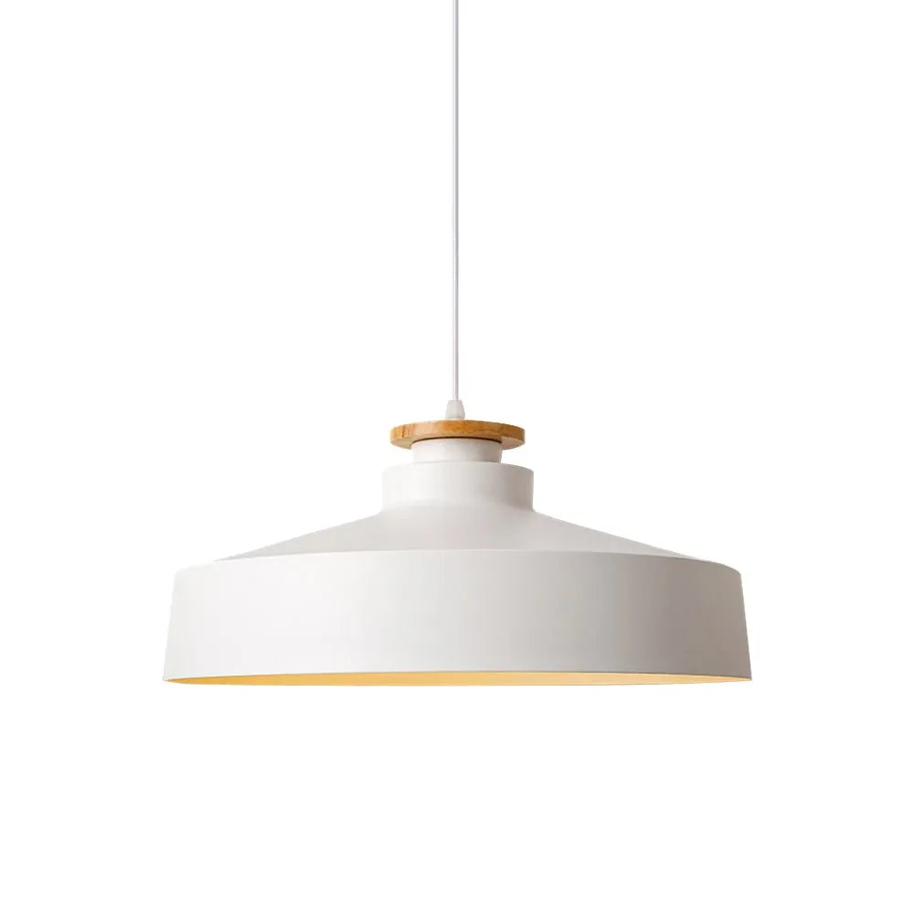 Nara Nordic Wood Accent Metal Dome Pendant Light
