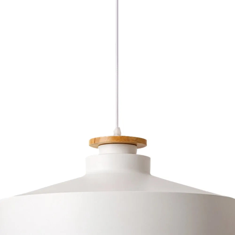 Nara Nordic Wood Accent Metal Dome Pendant Light
