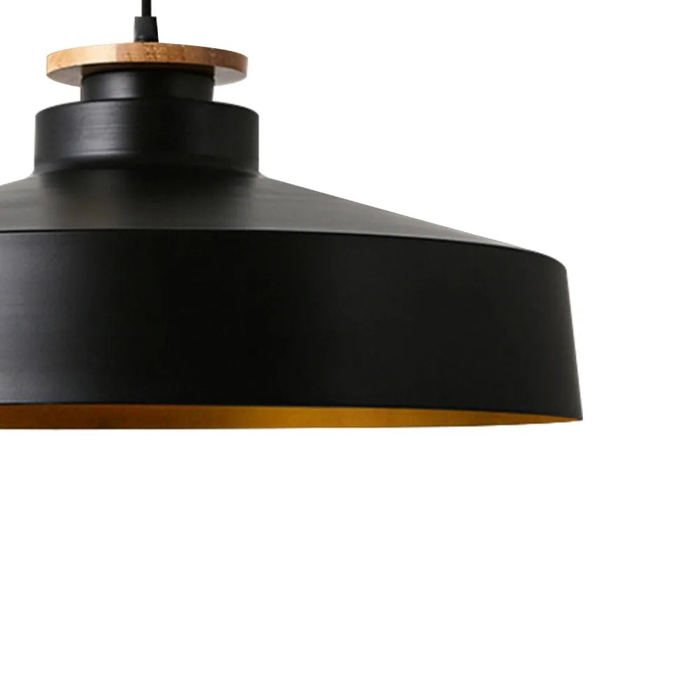 Nara Nordic Wood Accent Metal Dome Pendant Light