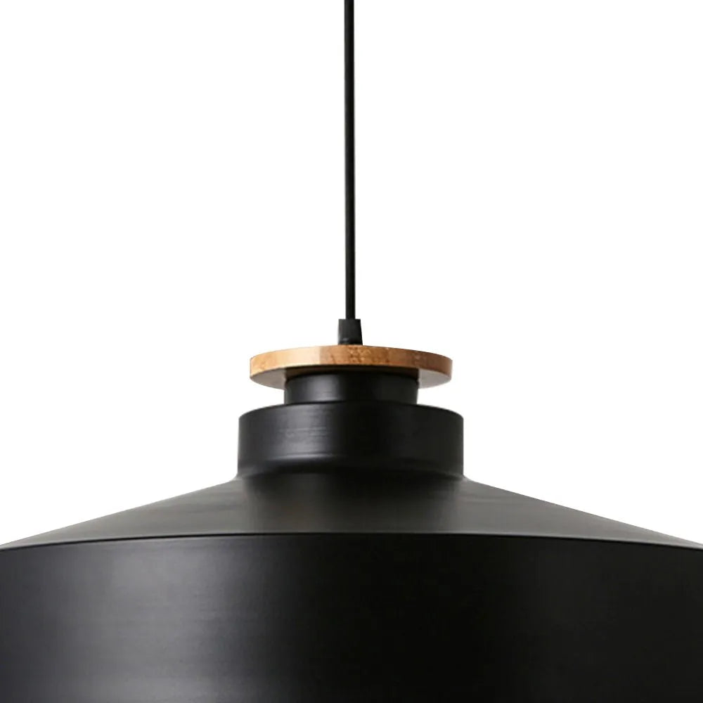 Nara Nordic Wood Accent Metal Dome Pendant Light