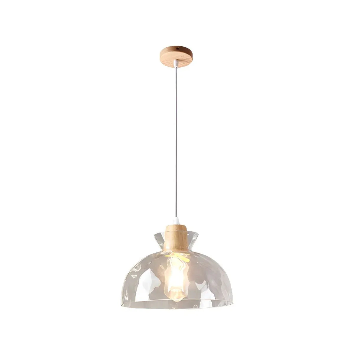 Carmen Nordic Water-Pattern Glass & Wood Pendant Light