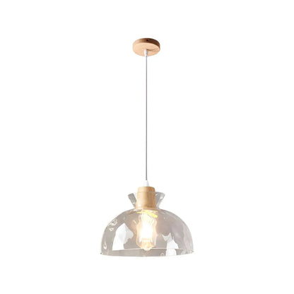 Nordic Glass Dome Pendant Light with Exposed Bulb Design