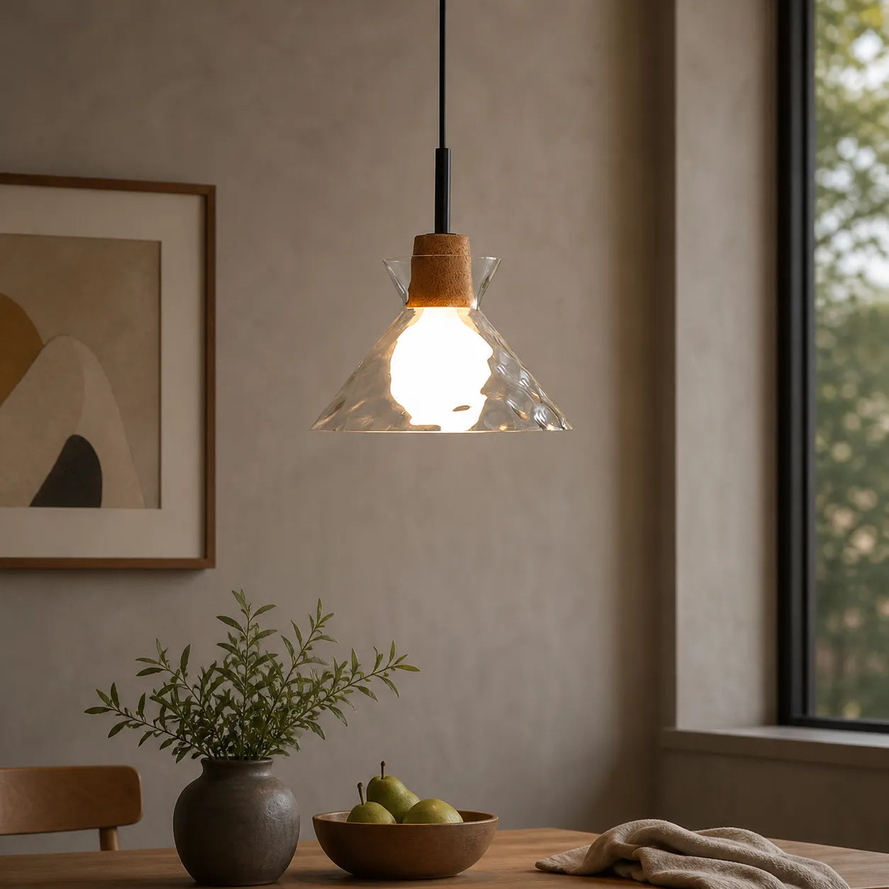 Nordic Glass Dome Pendant Light with Exposed Bulb Design