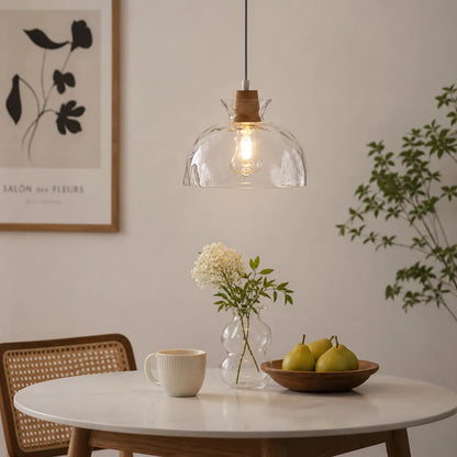 Nordic Glass Dome Pendant Light with Exposed Bulb Design
