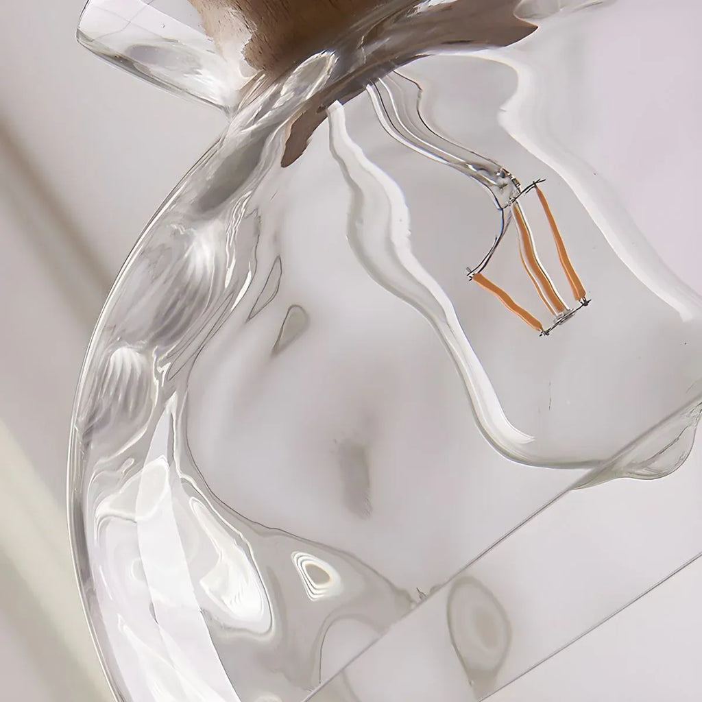 Carmen Nordic Water-Pattern Glass & Wood Pendant Light