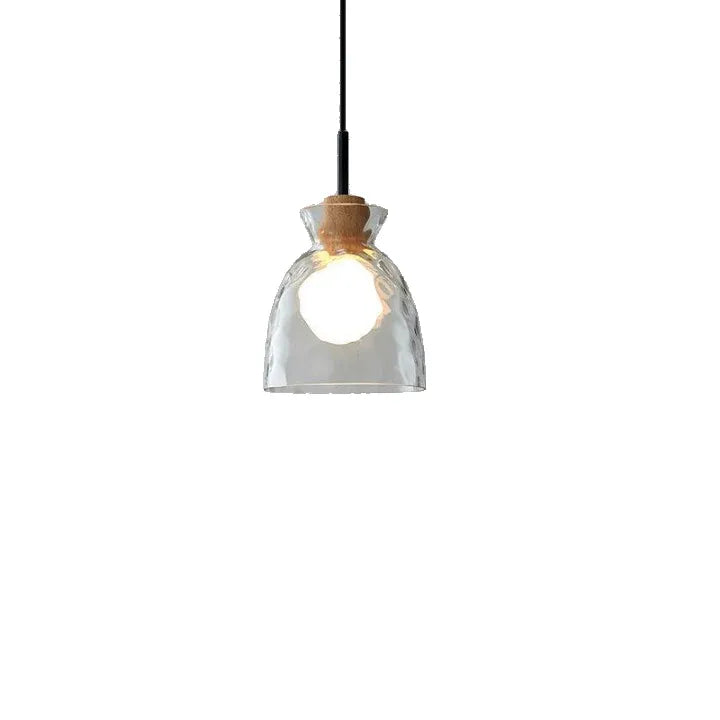 Carmen Nordic Water-Pattern Glass & Wood Pendant Light