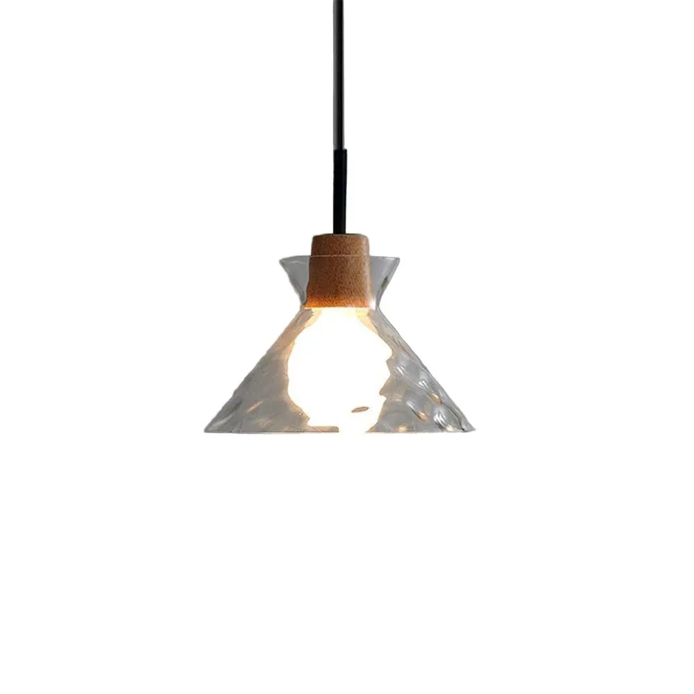 Carmen Nordic Water-Pattern Glass & Wood Pendant Light