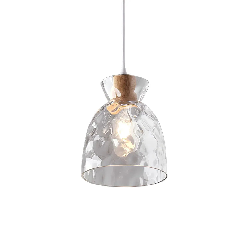 Carmen Nordic Water-Pattern Glass & Wood Pendant Light