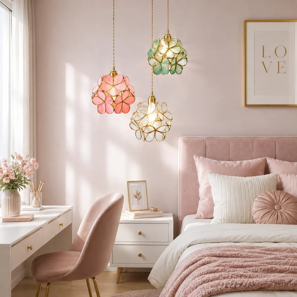 Idris Nordic Sculpted Glass Petal Pendant Light