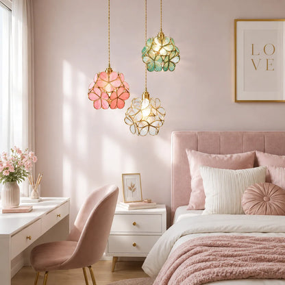 Nordic Glass Pendant Light with Blooming Petal Design