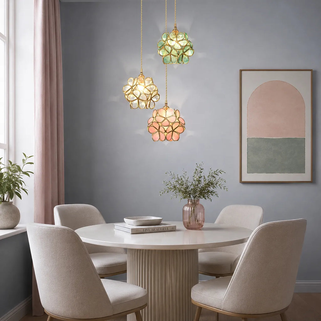Idris Nordic Sculpted Glass Petal Pendant Light