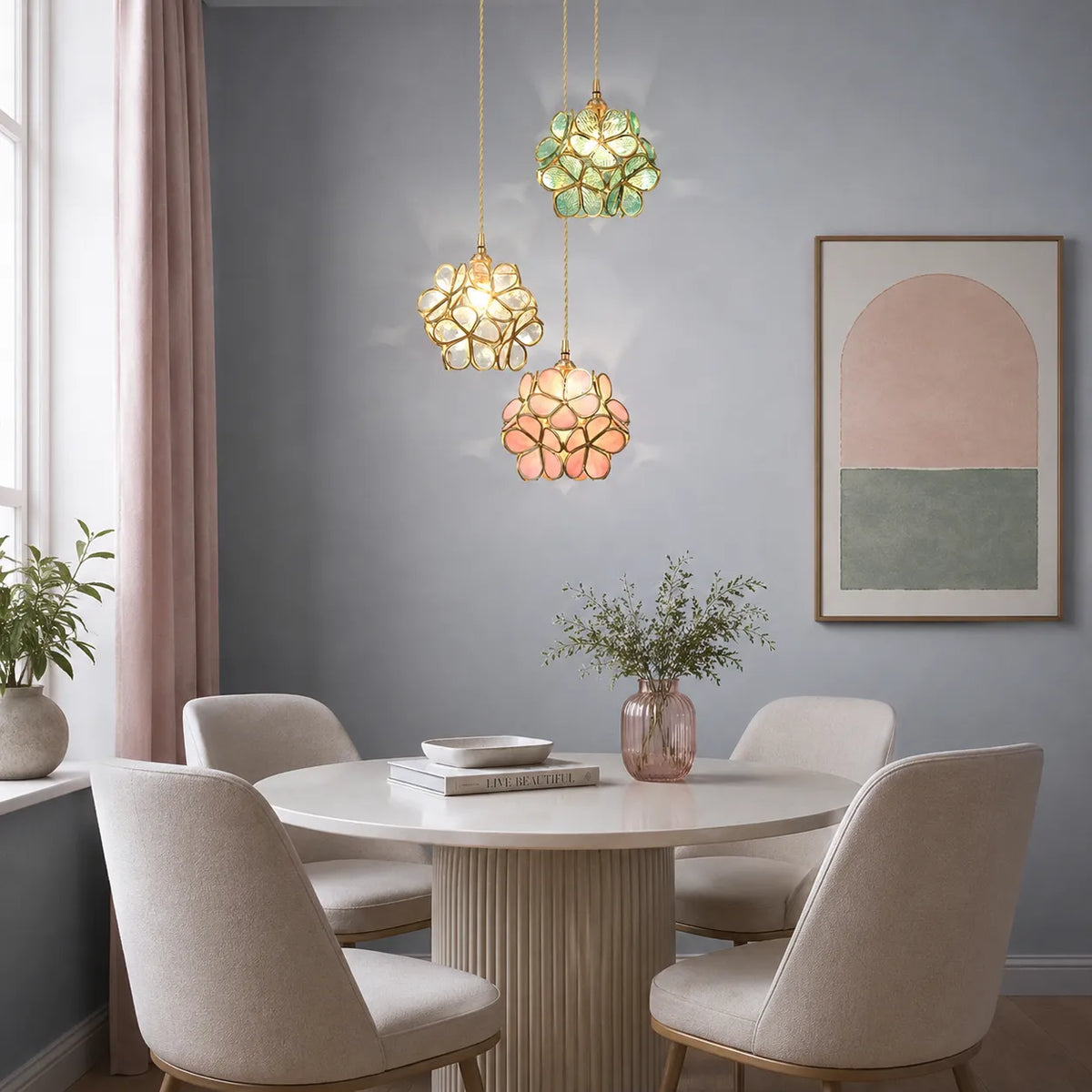Idris Nordic Sculpted Glass Petal Pendant Light
