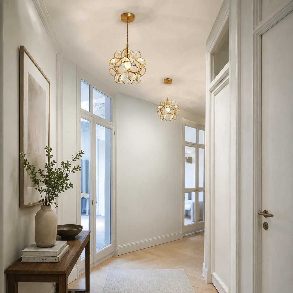 Idris Nordic Sculpted Glass Petal Pendant Light
