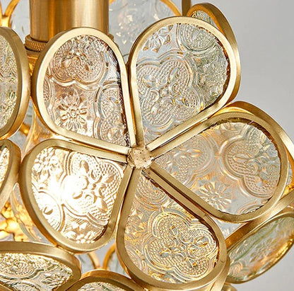 Nordic Glass Pendant Light with Blooming Petal Design