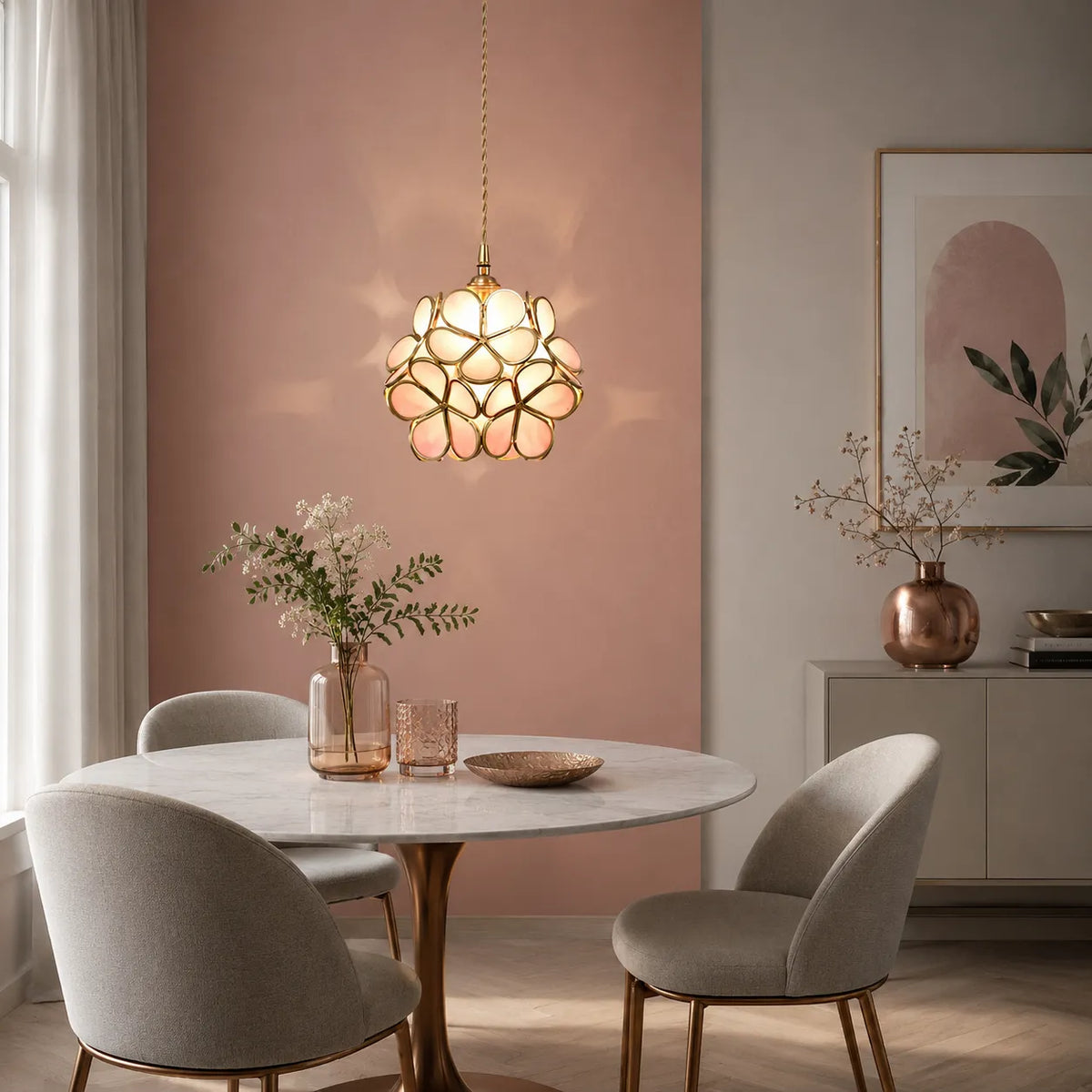 Idris Nordic Sculpted Glass Petal Pendant Light