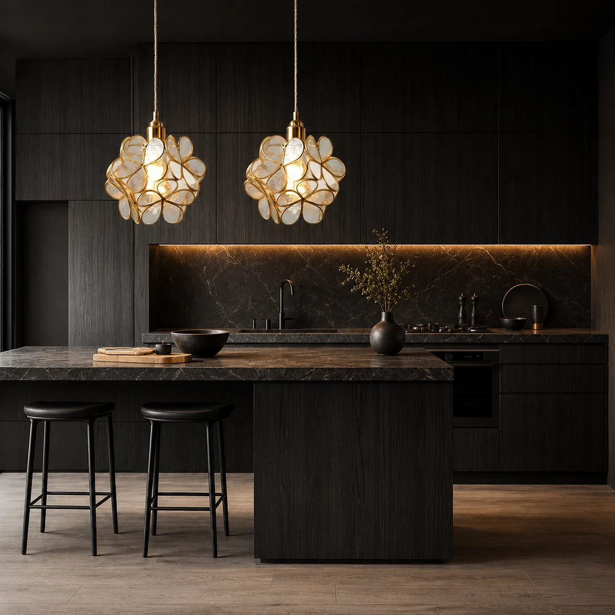 Idris Nordic Sculpted Glass Petal Pendant Light
