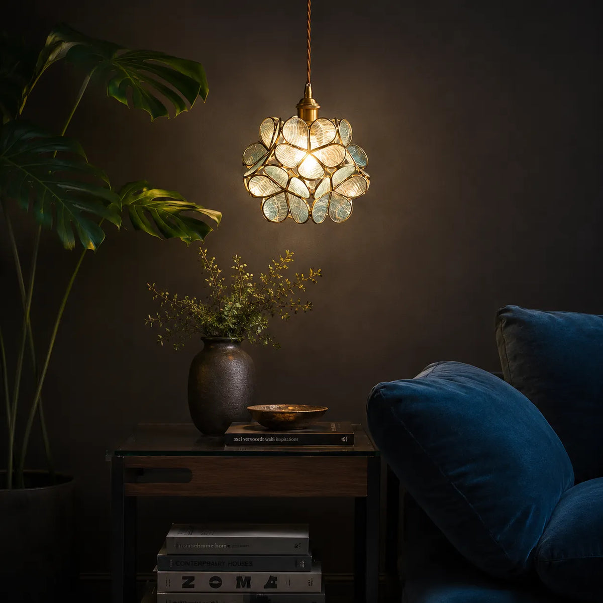 Idris Nordic Sculpted Glass Petal Pendant Light