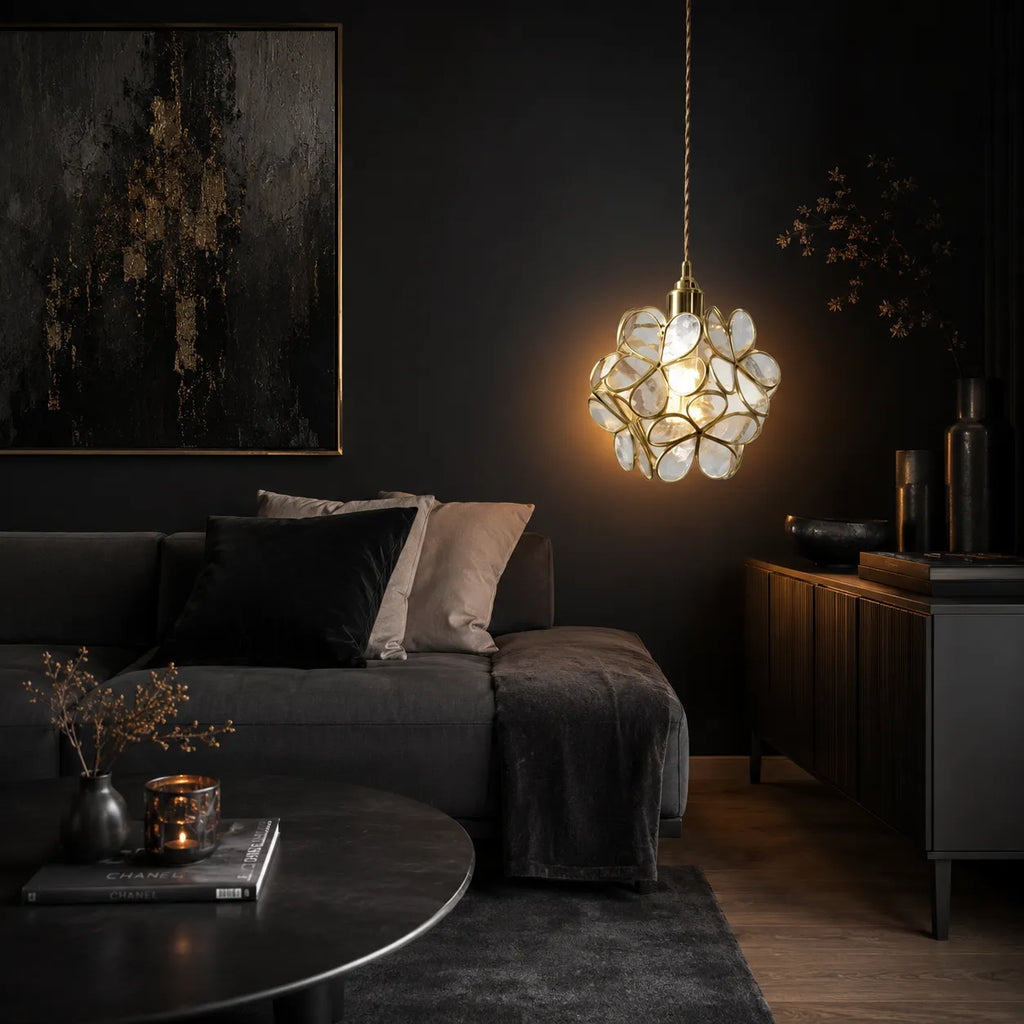 Idris Nordic Sculpted Glass Petal Pendant Light